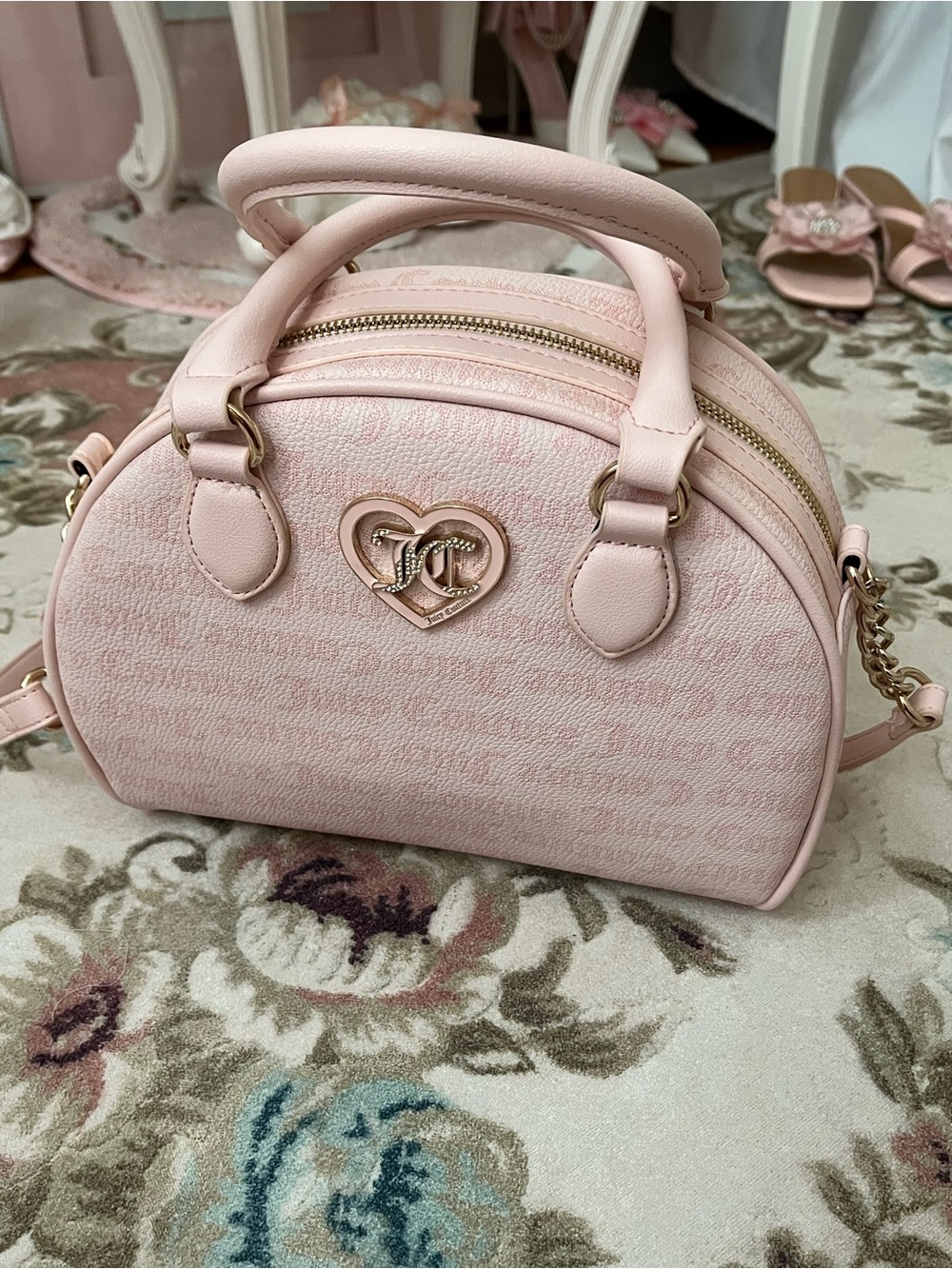 Juicy Couture Powder Pink Heart Logo Mini Dome Satchel